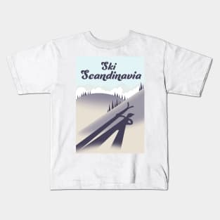 Ski Scandinavia travel poster Kids T-Shirt